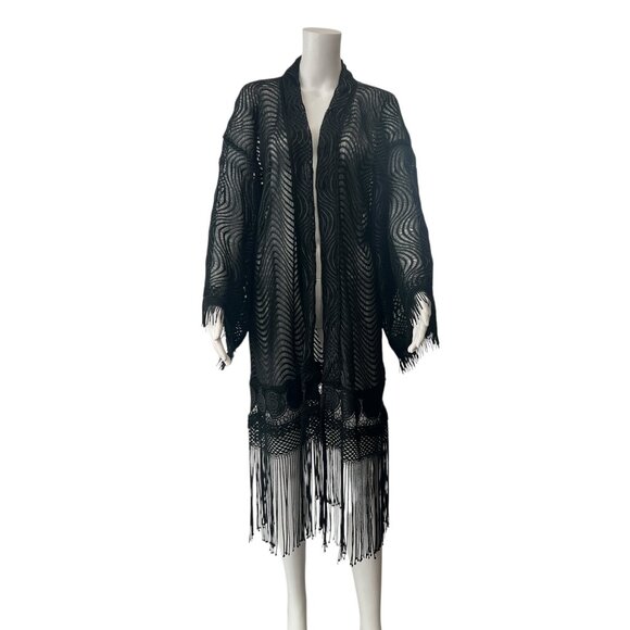 Unbranded Black Tassel LS Open Jacket size Large - Picture 1 of 5